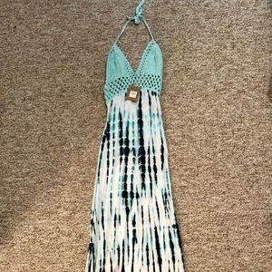 Long maxi dress with crochet top
